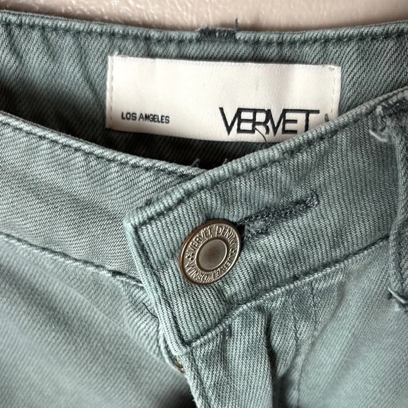 Vervet Green Distressed Wide Leg Jeans Size 27 - Picture 4 of 8